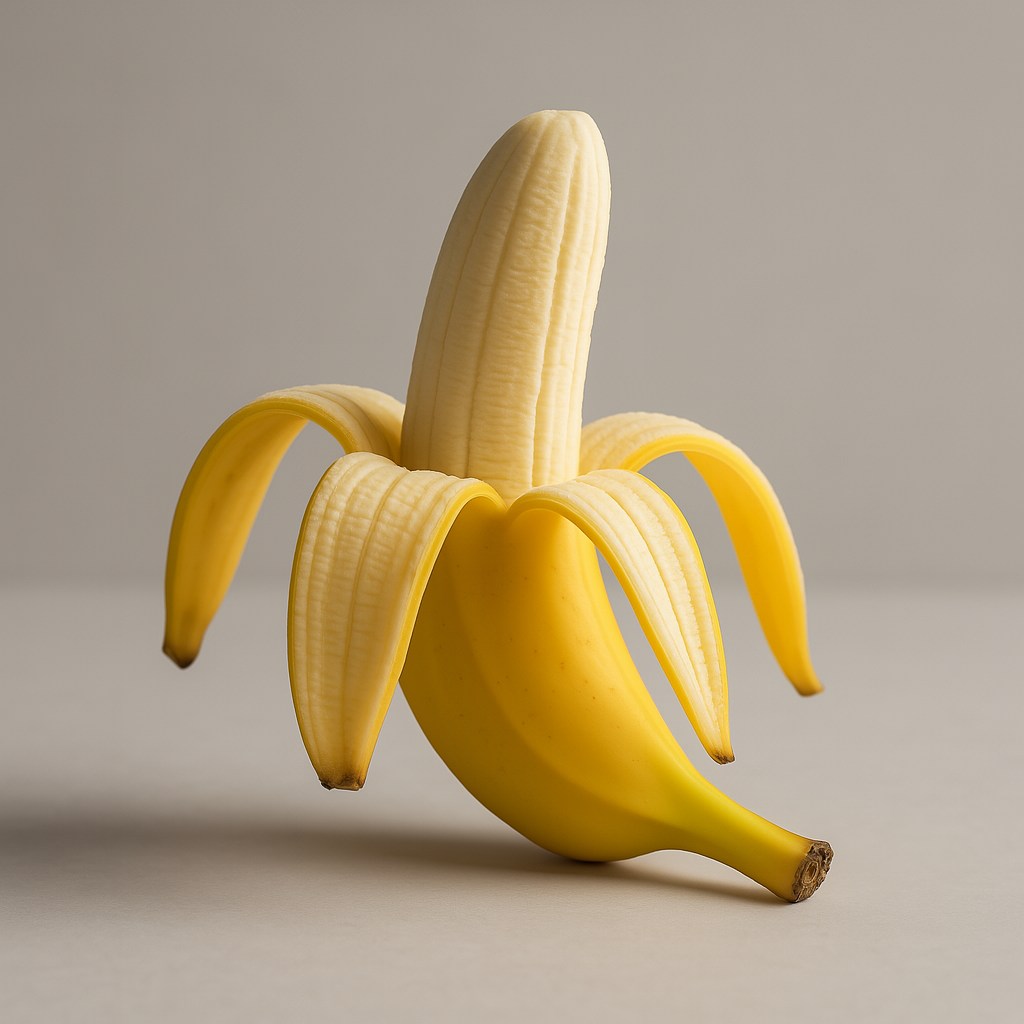 banane à motié epluchée