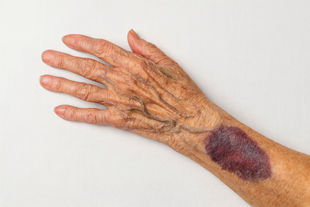hematome sur poignet d'une personne agée