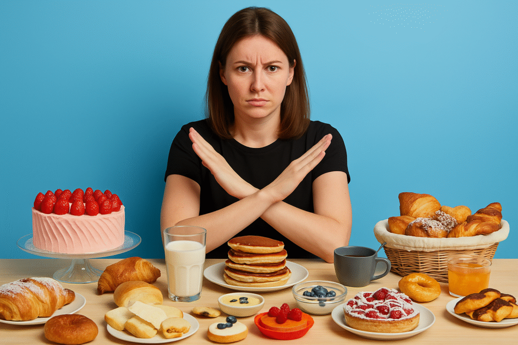 1 semaine sans sucre, femme refusant des desserts