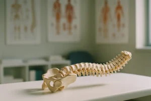 maquette d'une colonne vertébrale dans un cabinet medical